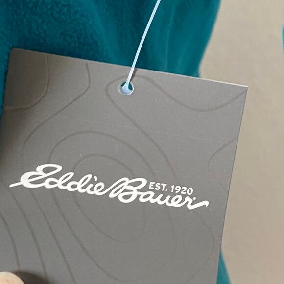 NEW EDDIE BAUER Quarter Zip Fleece Jacket Teal Blue Green Size Small Petite - Picture 4 of 6